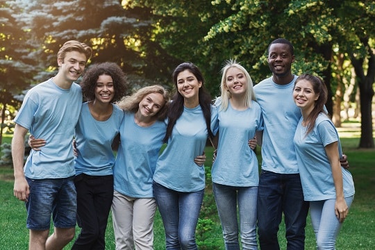 group of volunteers smiling