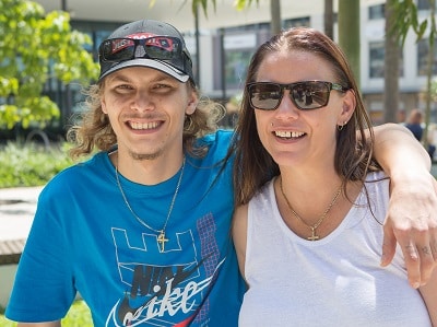 Youth rehab graduation, mother and son